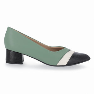 Elegance White Green and Black Trio Pumps for Women (739.040)