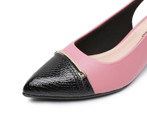 女款深粉紅和黑色露跟高跟鞋 (740.015) 