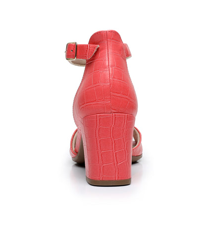 Coral Nappa Croco Heels for Women (685.007)