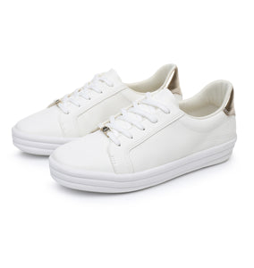 Piccadilly White & Gold Lightweight Women's Lace-Up Sneakers" (851.003)