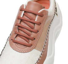 Piccadilly White & Brown Women's Wide Fit Lace-Up Sneaker with Arch Support (939.005)