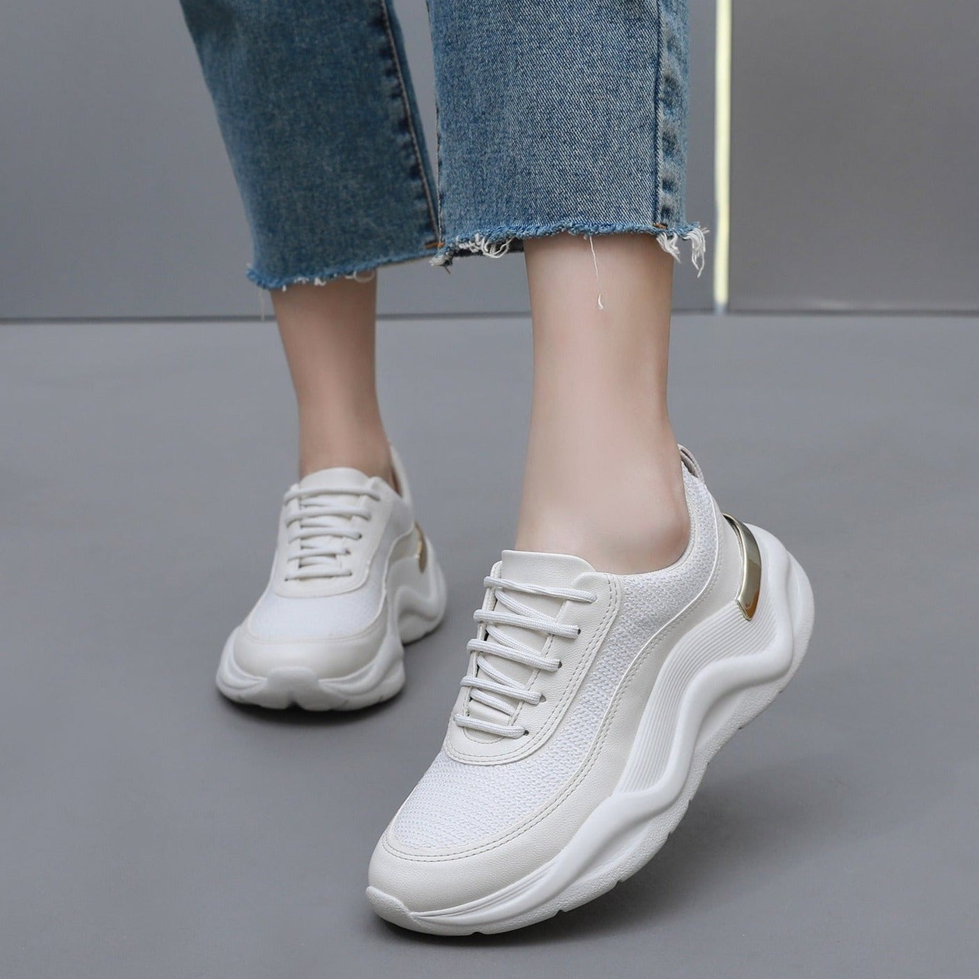 White & Natural Sneakers for Women (939.005)