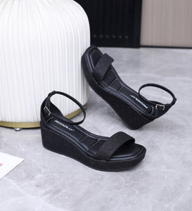 Glitter Black Platform Sandals for Women (580.003)