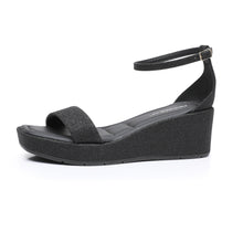 Glitter Black Platform Sandals for Women (580.003)