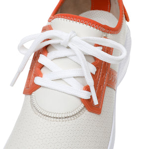 Piccadilly Offwhite-Orange Lightweight Lace-Up Sneakers with SOSI Footbed (S023003)