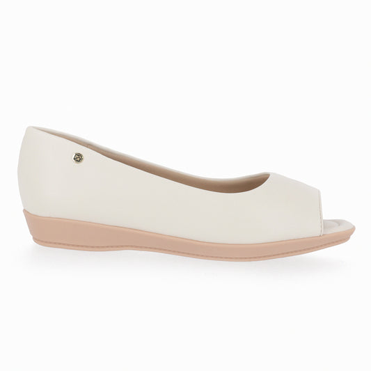 White Peep Toe Flat for Women (103.021)