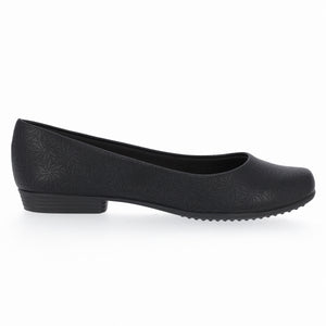Black Floral Flat Ladies Shoes (250.115)