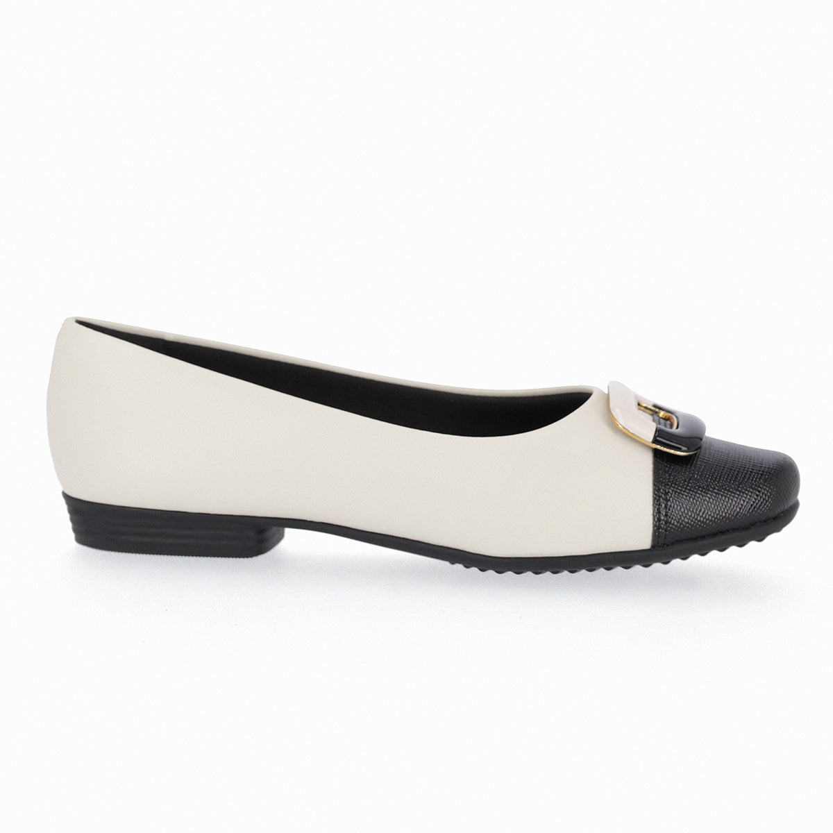 White & Black Flats for Women (250.201)