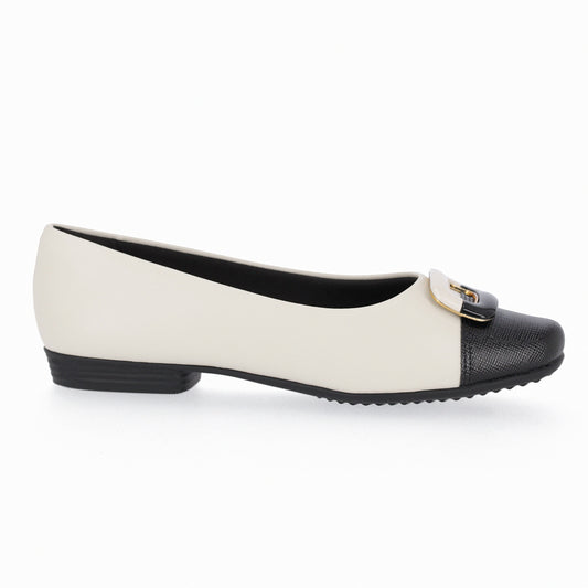 White & Black Flats for Women (250.201)