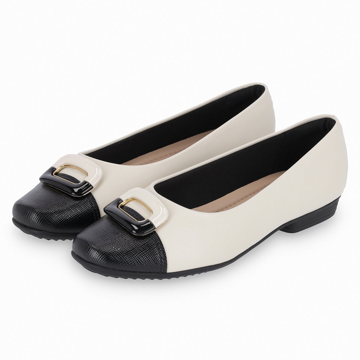 White & Black Flats for Women (250.201)