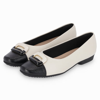 White & Black Flats for Women (250.201)