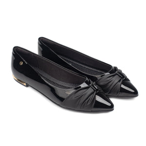 Piccadilly Black Pointed Toe Shoe with Decorative Heel Flat for Women (274.064)