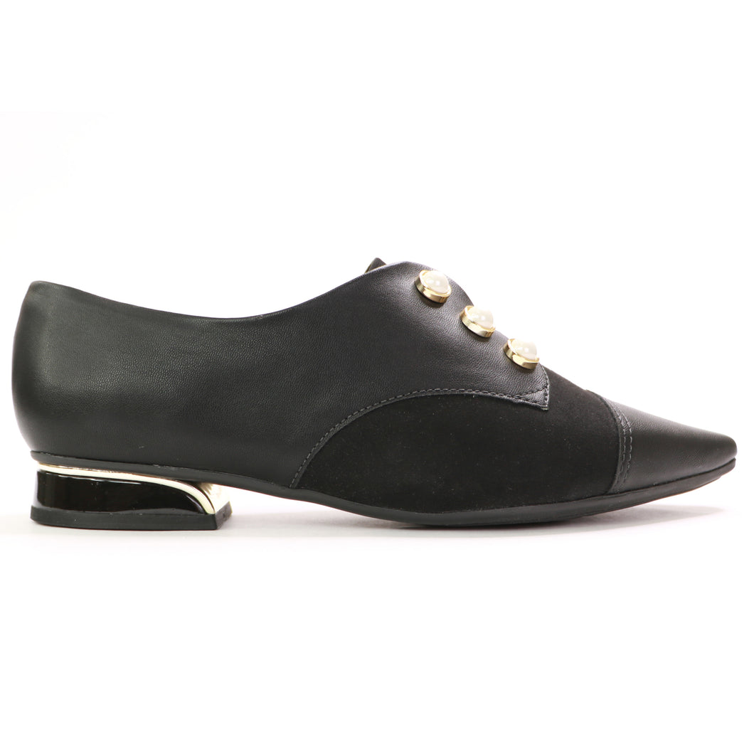 黑色 Napa 超細纖維和珍珠配件樂福鞋 (278.003) 