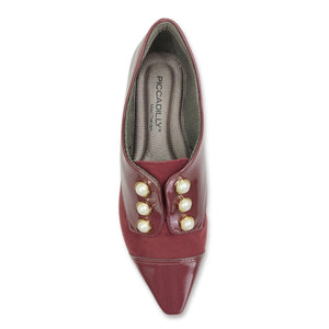 酒紅色 Pat 搭配超細纖維和珍珠配件樂福鞋 (278.003) 