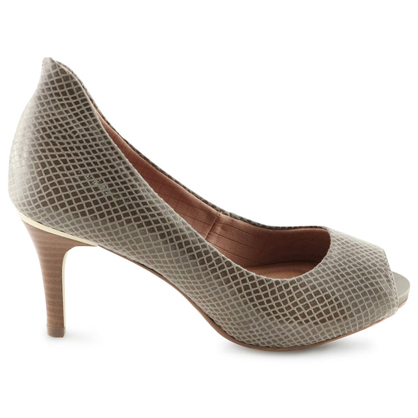 Taupe Snake Peep Toes Pumps for Women (362.046) - SIMPLY SHOES HONG KONG