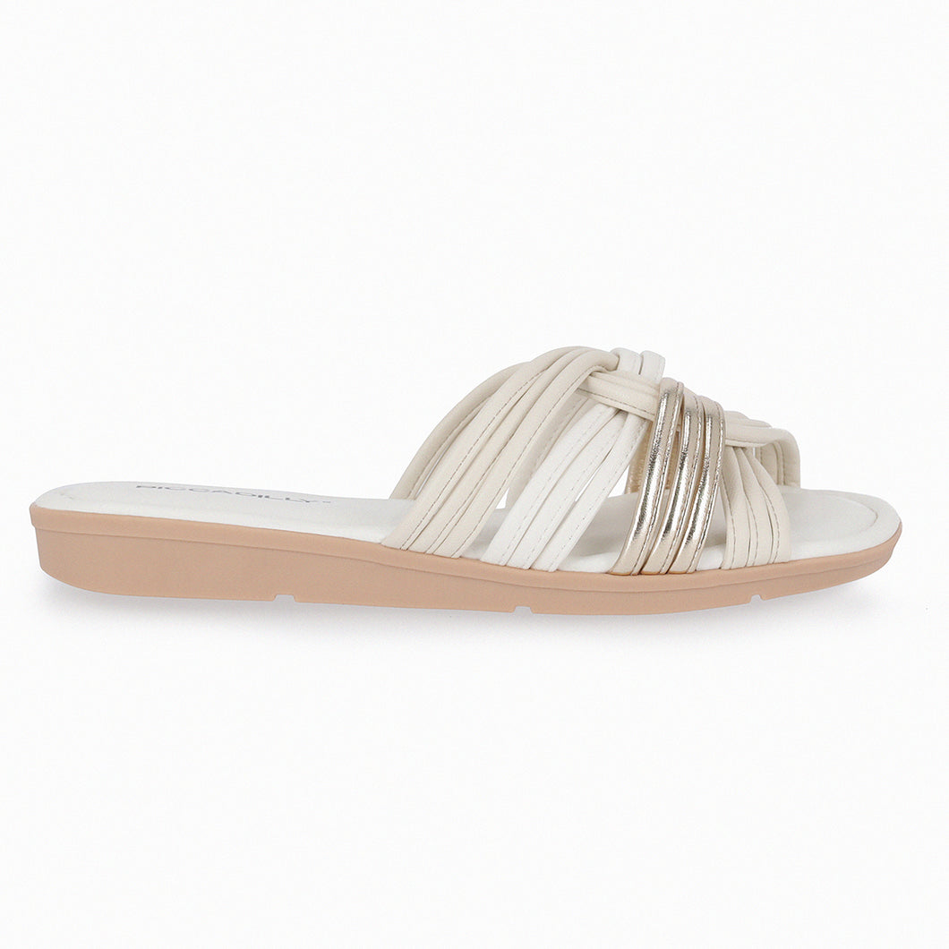 White & Gold Sandals for Women (401.261)