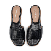 女用黑色鱷魚紋涼鞋 (508.033) 