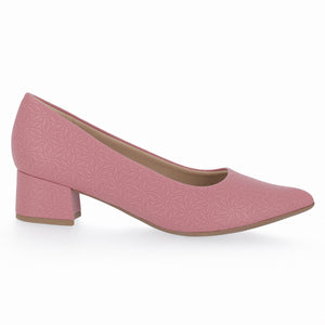 深粉色花色納帕皮粗踭高跟女鞋（739.015）