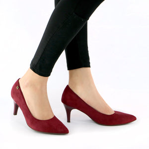 Red Microfiber Pumps for Womens (745.050) - SIMPLY SHOES HONG KONG