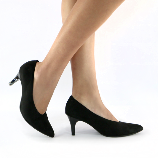 Black Microfiber Pumps (745.058) - SIMPLY SHOES HONG KONG