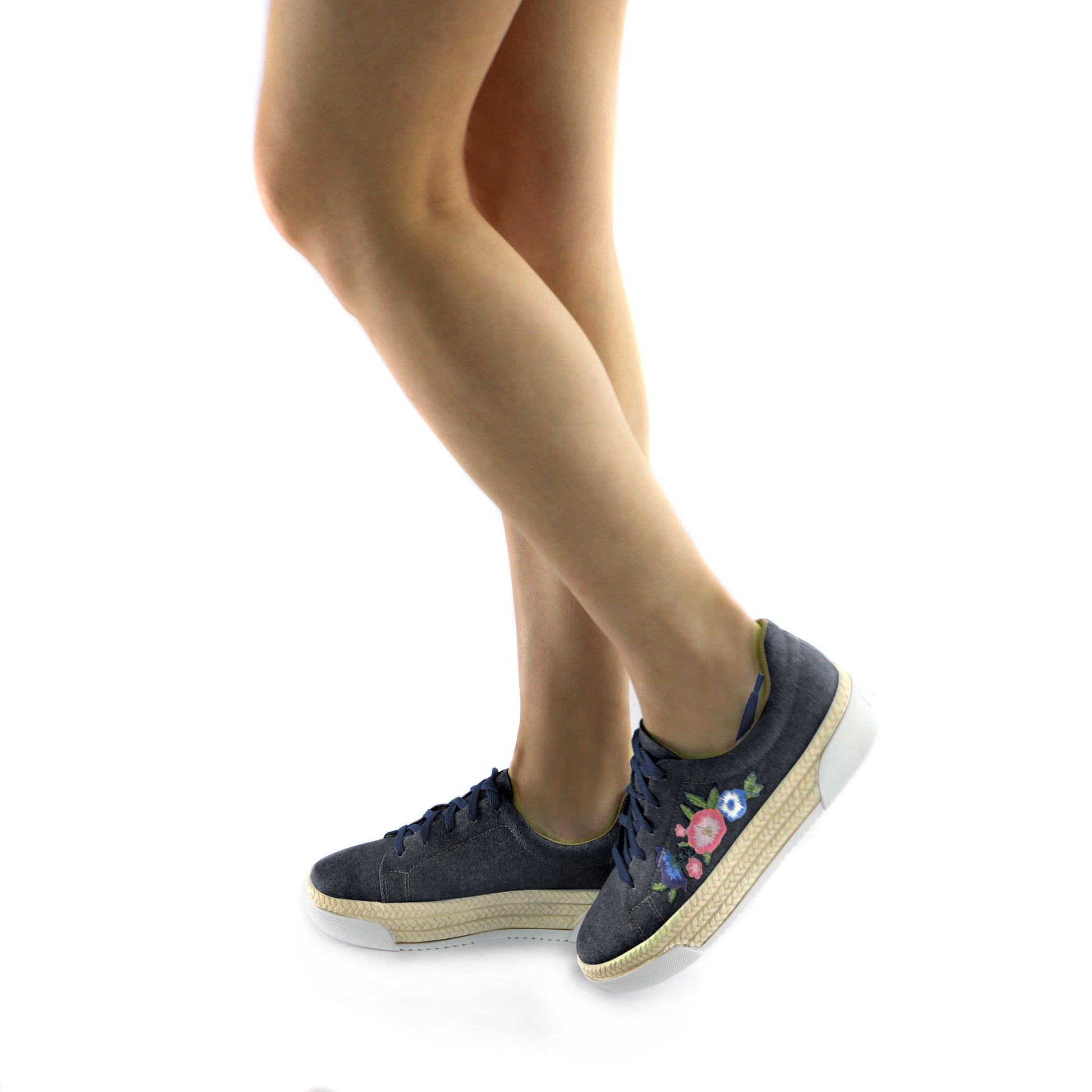 Denim Casual Shoe with Embroidery (978.002) - SIMPLY SHOES HONG KONG