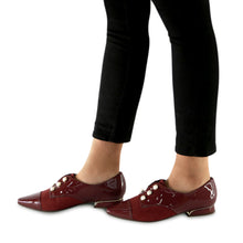 Burgandy Pat with microfiber and Pearl accessories loafer (278.003) - SIMPLY SHOES HONG KONG