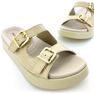Cream Croco Sandals for Women (468.005)