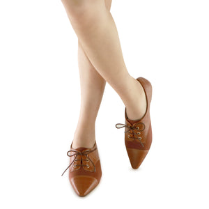 Coffee Lace-Up Flats for Women (278.019) - SIMPLY SHOES HONG KONG