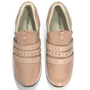 Nude ENERGY Sneakers with Gold Studs for Women (974.014) - SIMPLY SHOES HONG KONG