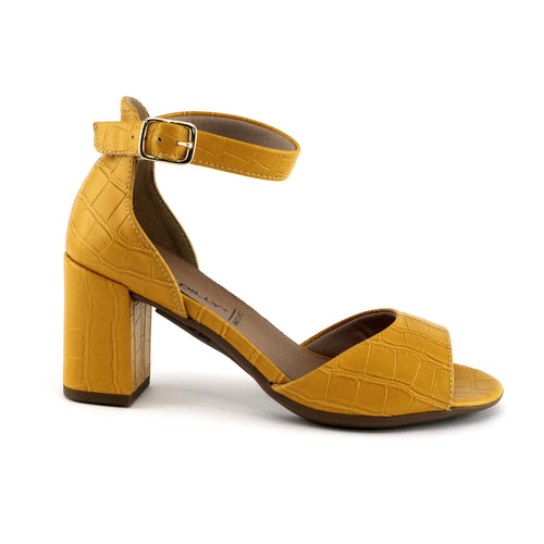 Mustard Nappa Croco Heels for Women (685.007) - SIMPLY SHOES HONG KONG