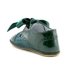 Green combo leather infant shoe (SS-7086) - SIMPLY SHOES HONG KONG