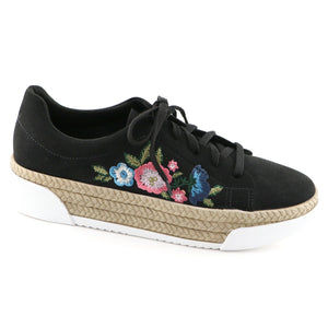 Black Microfiber with Embroidery Casual shoe (978.002) - SIMPLY SHOES HONG KONG
