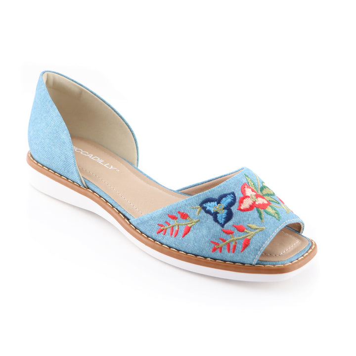 Denim with Embroidery Ladies Sandal (406.047) - SIMPLY SHOES HONG KONG