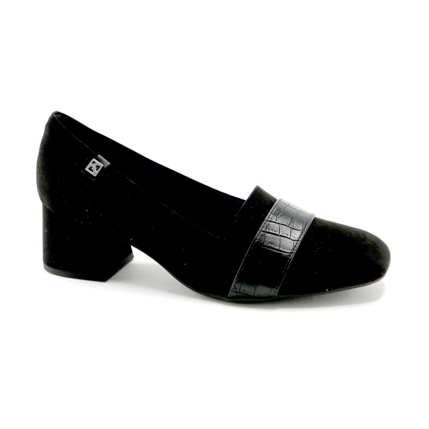 Black Microfiber/Croco Pumps (151.008) - SIMPLY SHOES HONG KONG