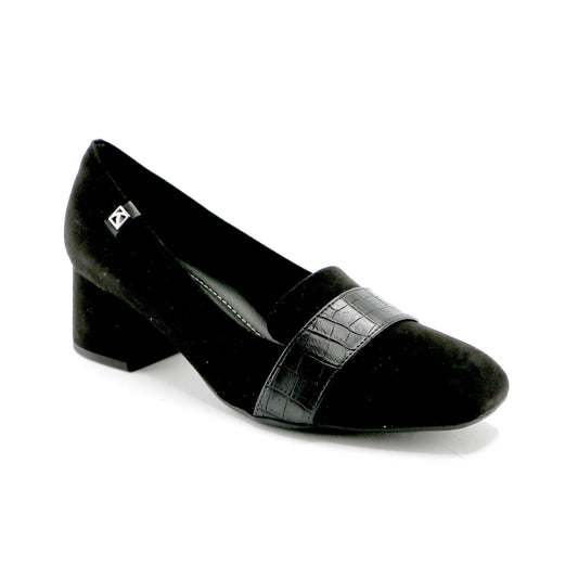 Black Microfiber/Croco Pumps (151.008) - SIMPLY SHOES HONG KONG