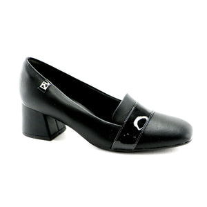 Black Vegan Leather with Pat strap Pumps for Womens (151.008) - SIMPLY SHOES HONG KONG