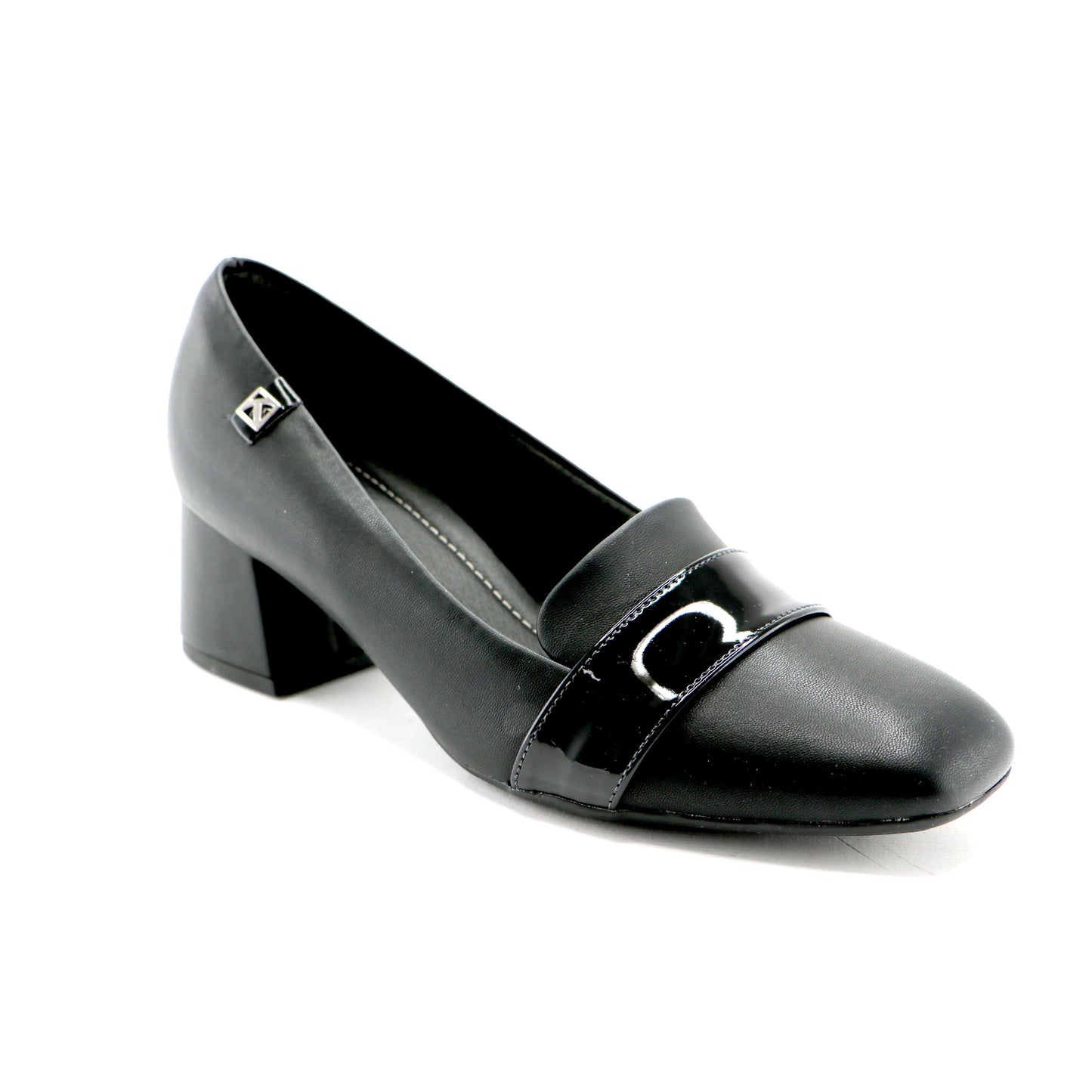 Black Vegan Leather with Pat strap Pumps for Womens (151.008) - SIMPLY SHOES HONG KONG