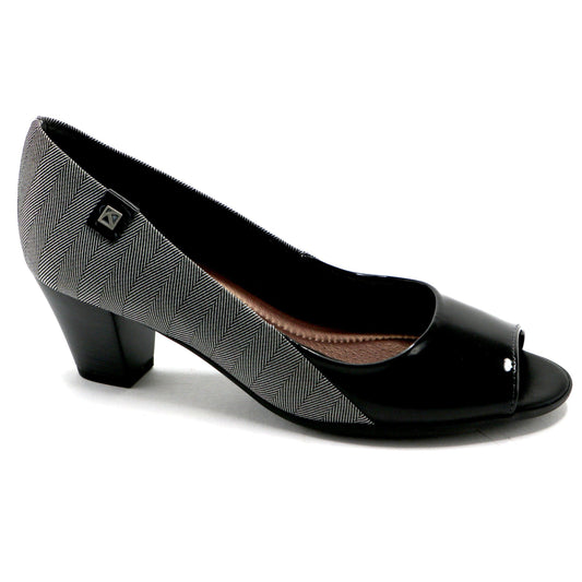 Black/Grafite Peep Toe Pumps for Womens (714.080) - SIMPLY SHOES HONG KONG