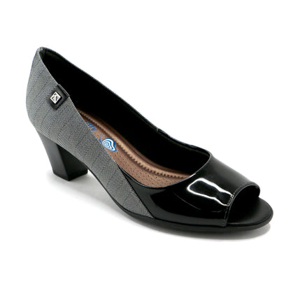 Black/Grafite Peep Toe Pumps for Womens (714.080) - SIMPLY SHOES HONG KONG